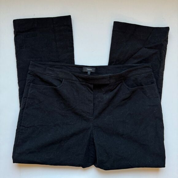 Theory Black Cropped Pant in Moleskin Twill Slacks Size 12 NWOT - Picture 3 of 9
